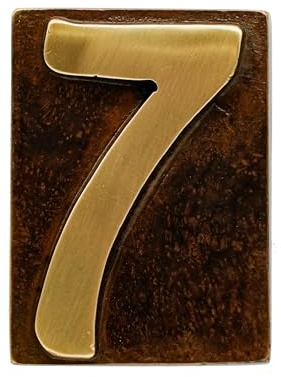 L'ARTISTICA F.LLI PERINCIOLI | Numeri Civici in Ottone | Applicabile su Piastra o Parete Adatto per Case, Numero 7, 8x6cm