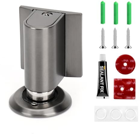 Magnetischer Türstopper, Windwiderstand Anziehung Stumm Schalten, Fensterstopper Türschließer Ohne Bohrent Selbstklebend Schwer Türhalter, Türstopper Boden zum Kleben für Zuhause (Grau)