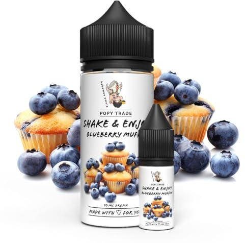 POPY TRADE - Shake & Enjoy - Overdosed Aroma 10ml dans Chubby Gorilla de 120ml, mélange facile. Pour nébuliseurs, machines à brouillard, diffuseurs, aliments, boissons etc. (Blueberry Muffin)