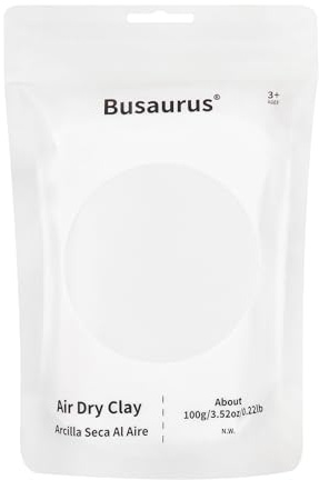Busaurus 100g Weiß Lufttrocknende Knete, magische Modelliermasse für Kinder, bunte, weiche Knete für Schulbedarf, Schleim, Kunstprojekte und Cosplay