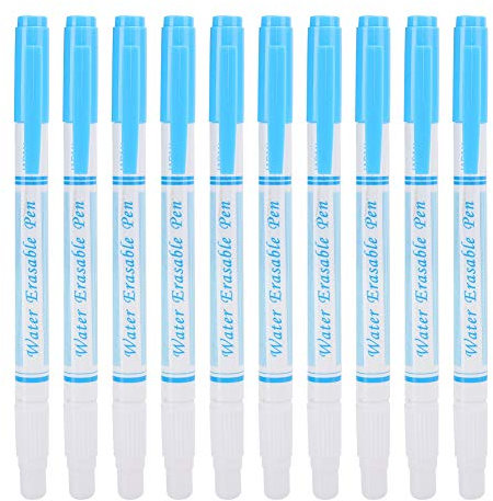 Beufee 10 pcs Stoffmarkierungsstift, Wasser löschbarer Stift Doppelkopf Wärme Löschbarer Stoffmarkierungsstifte Luft Erlöser Stift Waschmaschinenmarker zum Nähen zum Nähen (Blue)