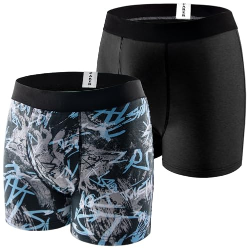 Carer 2er Pack Inkontinenz Pants Männer wiederverwendbare Baumwoll-Boxershorts Inkontinenz mit ergonomisch geformtem 100 ml Saugkissen für leichte Urinleckagen funktionale Herrenunterwäsche Größe L
