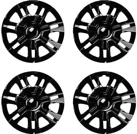 Blueshyhall Set di 4 copricerchi neri lucidi, per cerchi in acciaio in plastica ABS con verniciatura a doppio strato, opzione 12-15 pollici, copricerchi auto tuning accessori esterni (13)