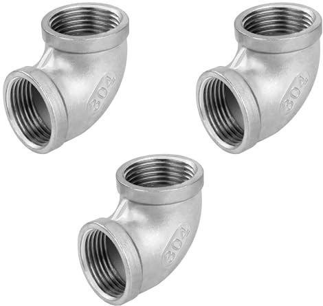 Edelstahl 90 Grad Winkelverbinder, 3 Stück 3/4 IG x 3/4 IG Edelstahl 304 Ellenbogen Verbindungsstück Rohrverschraubung für Wasser, Luft, Sanitär