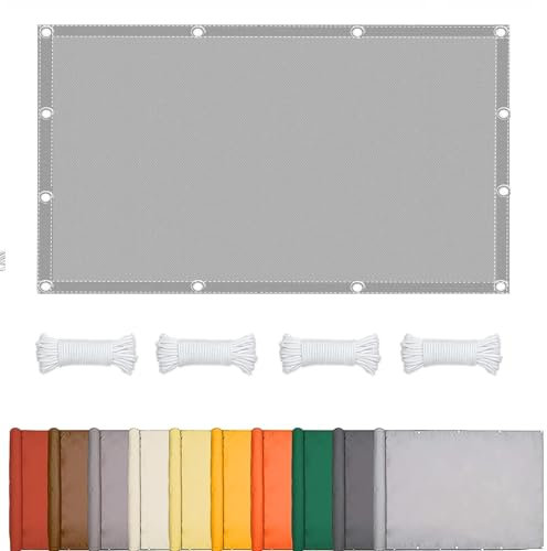 Generic Vele ombreggianti impermeabili rettangolari UV 98% antistrappo Supporto impermeabile personalizzabile for patio, terrazza, esterno con occhielli e corde(Blanc,4x6)