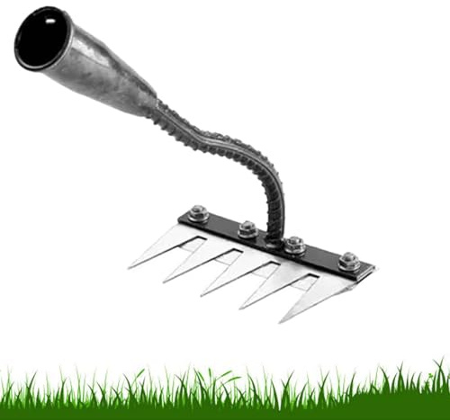 Rateau De Désherbage Berthaus, 2025 Nouveau Outil De Râteau De Désherbage avec Manche, Râteau De Jardin en Métal Très Résistant, Rateau Bertaus pour Désherber/Ameublir/Semence (5 Dents)