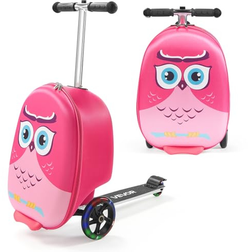 VEVOR Scooter väska, 20 l kapacitet, resväska med flashPU-hjul, TPR-halkfritt handtag, max. Viktkapacitet 50 kg, barnväska handbagage, för barn från 5 år, rosa