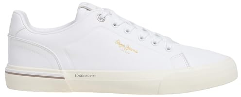 Pepe Jeans London Kenton One M Zapatillas de Cuero de Ajuste Regular para Hombre, Lavado Azul