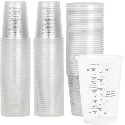 50 vasos medidores transparentes con escala,Measuring cupsVasos,Vaso medidor,Reutilizable,Mezcladoras de plástico para líquidos, resinas mezcladas y pinturas