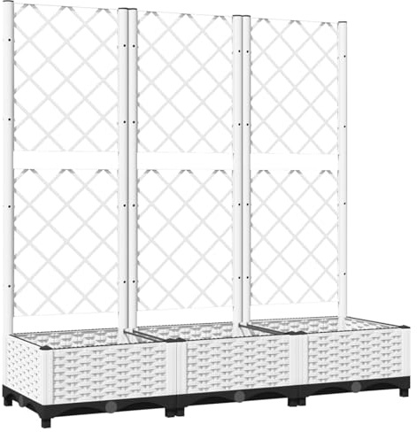 Tidyard Jardinera con Enrejado PP Blanco 120x40x121,5 cm