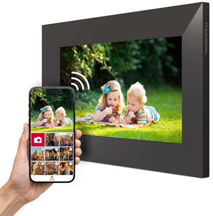 Thomson Cadre Photo Numérique 7 Pouces, Écran IPS, Écran Tactile HD, WLAN, Partage Direct Via App, Fonctions Intelligentes, Cadre Photo Électronique avec 32 Go de Mémoire, Rotation Automatique