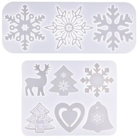 Gießform Weihnachten – 2er-Set Gießformen Silikon Weihnachten, Weihnachten Resin Formen, DIY Backformen Werkzeuge für Torten Weihnachten Kekse Backen, Epoxidharz, Gips & Fondant