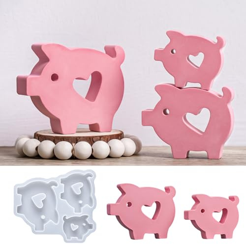 YODOYO Silikonformen Gießformen Schwein – Silikonform für Beton Gips Wachs | Glücksschwein Form für DIY Glücksbringer, Deko zu Silvester, Geburtstag & Geschenkideen