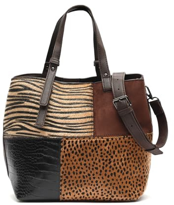 MISAKO Ziver bolso de hombro grande con estampado patchwork animal print Mujer - Ziver Multicolor 26x28x15cm
