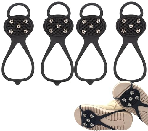 4 Stück Spikes Für Schuhe Winter, Robuste Schuhspikes & Spikes Schuhe Mit 5-Krallen, Universal Anti-Rutsch, Ideal Für Schnee, EIS, Wandern, Bergsteigen & Outdoor Sport
