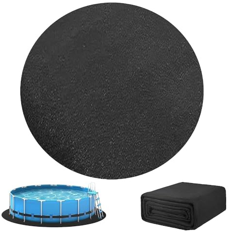 SKIKHN Pool Unterlage Outdoor,12ft/366cm Poolunterlage Rund,Poolmatten Schutzboden Rund,Schwimmbecken Matte Pool Bodenplane Faltbarer,Whirlpool Unterlage für Hinterhof Garten Rasen Schwarz