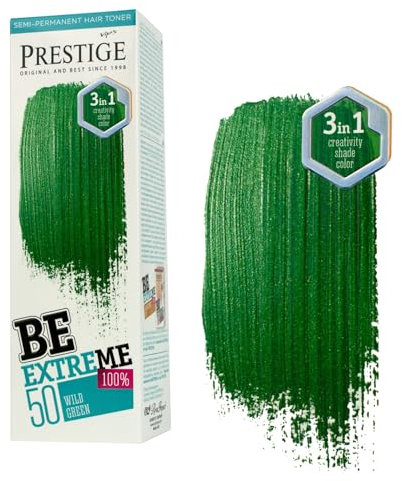 Vip's Prestige Be Extreme | Tonalizzante Semipermanente per Capelli 50 Verde Selvaggio | Pigmento Puro | Aggiunge Colore ai Capelli Decolorati o Grigi | Senza Ammoniaca, Senza Parabeni, Senza PPD