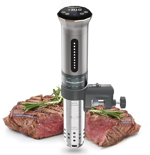 KitchenBoss Sous Vide Cooker Machine: Ultra-quiet 1100 Watts Sous Vide Precision Cooker IPX7 Waterproof Stainless Steel, Suvee Cooker Immersion Circulator Accurate Temp Digital LED Touch Screen G300S