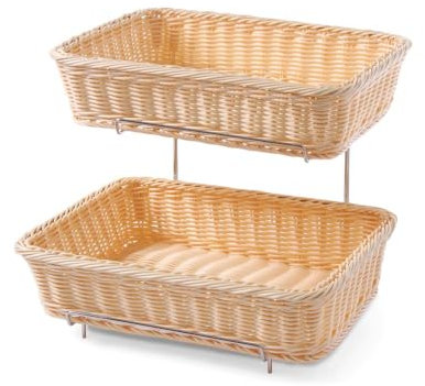 HENDI Brotkorb-Set, 2x Brotkörben mit Chromgestell, verstärkt mit Edelstahlrahmen, Brotmulde, Brotkörbchen, Brötchenkorb, GN1/2, 360x280x(H)290mm, Polypropylen