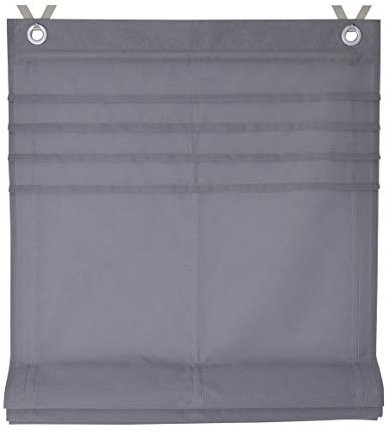 Deco4Me Raffrollo Ösenrollo Hakenrollo 80x140 grau Classic ohne Bohren Vorhang Gardine