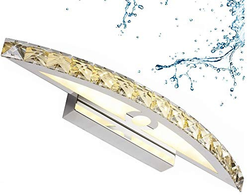Cristal LáMpara De Espejo,54Cm 15W Led Aplique De BañO Acero Inoxidable LáMpara De BañO Impermeable Aparato Espejo IluminacióN,Moderna LáMpara De Imagen Para Muebles De Maquillaje Espejo,Warmwhite