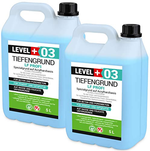 LEVEL PLUS 03 fondo profondo LF Profi 10L, primer per superfici assorbenti, fondo concentrato 1:1, fondo adesivo sotto pellicola liquida, colla malta cementizia