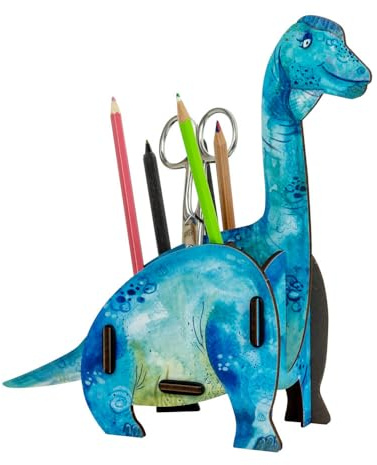 Werkhaus Design + Produktions GmbH Werkhaus Stiftbox Dino - Brachiosaurus, 8 x 30 x 14 cm, Blau