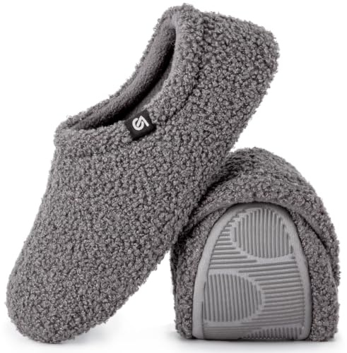 VeraCosy Damen Filz Hausschuhe Memory-Schaum, Grau, 42/43 EU Weit