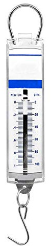 Utoolmart Edelstahl-Panel Federwaage Waage 2,5 N Acrylkörper S-förmiger Haken Mechanisches Experimentierinstrument für Labors Unterricht Aktivitäten 1 Stück