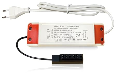 120W Halogen Trafo 230V auf 12V elektronischer Transformator mit Netzstecker und Schnurschalter – Plug & Play Stecksystem für 12V Halogenlampen Einbaustrahler Niedervolt Beleuchtung – nicht für LEDs