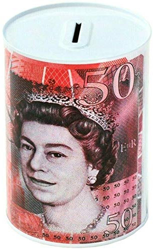 POUND NOTES £ Design Money Coin Box Tin Savings Printed BANKNOTE Kids GIFT Cash Small Medium Large Piggy Bank Adults Charity Change £5, £10, £20, £50 Multicolour UK FREE P&P (£50, LARGE (15cm x 22cm)