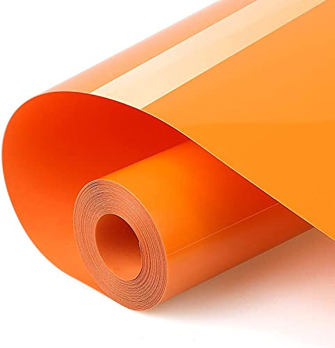HTV Iron on Vinyl 12inch x10 Feet Roll for Silhouette and Cricut Easy to Cut & Weed Iron on Heat Transfer Vinyl DIY Heat Press Design for T-Shirts White (orange)