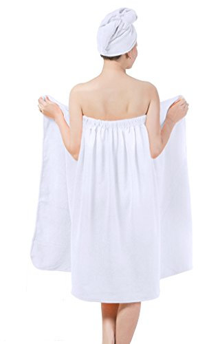 Damen Saunakilt Sauna Kilt Handtuch, Spa Bademantel Set Badetuch mit Haartrockentuch, Verstellbare Weite Saunasarong Saunatuch Mikrofaser Sarong Kilt