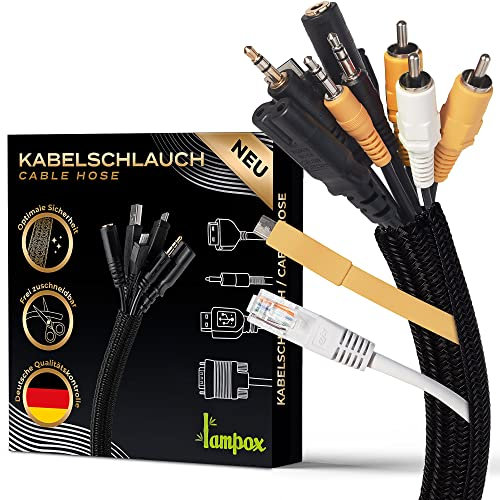 Kabelschlauch, Kabelkanal, Kabelmantel, Kabelschutz, Kabelmanagement, selbstschließend, zuschneidbar (3 Meter, schwarz)