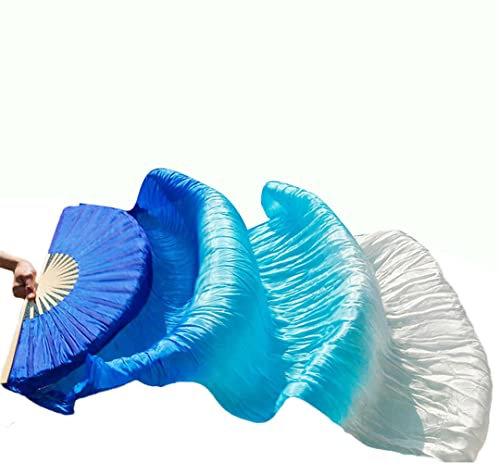 1 Paar/1 Stück Kunstseide Bauchtanz Schleier Fächer Rippen handgefertigt gefärbt Leistung langer Fächer Bauchtanz Kunstseide Fans Figur 7 1 Stück rechte Hand 150 cm