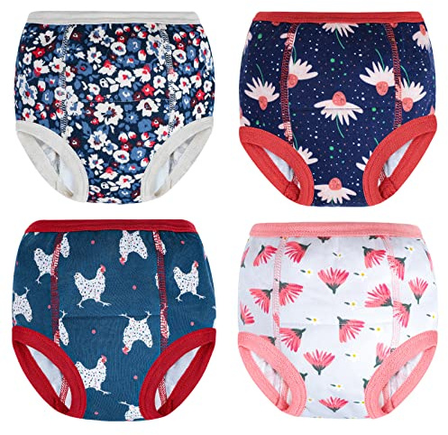 MOEMOE BABY Culotte Enfant Apprentissage en Coton Culotte Apprentissage Propreté Fille Culottes d'apprentissage de la Propreté,Lot de 4,Rose,3 Ans