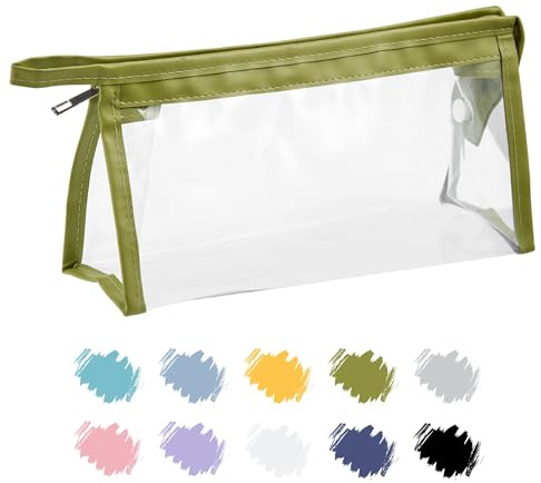 Soul Projekt Sac à Crayons Transparent pour Garçon et Fille, Poche Maquillage de Voyage - PVC Vert