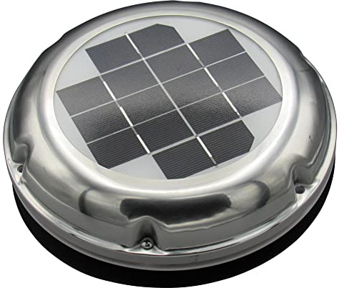 SecureFix Direct Solar Powered Ventilator Extractor Fan (Exhaust Roof Vent Caravan Ventilation Stainless Greenhouse), Silver