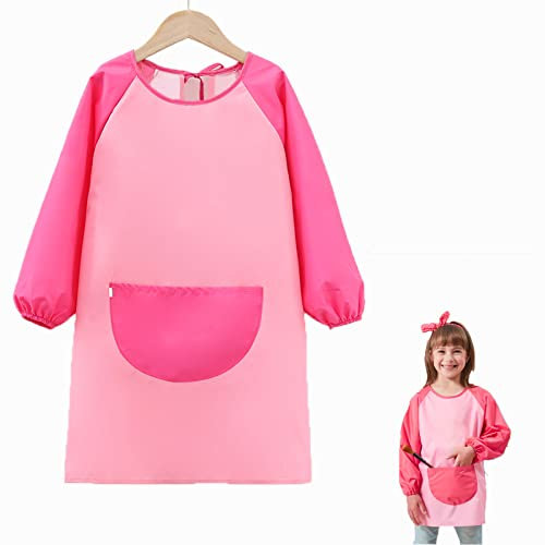 Malkittel Kinder,Malschürze Kinder Schule,5-10 Mädchen Jahre/Junge,Schürze Kinder Malen,Wasserdicht Kinder Malkittel,Malschürze mit Ärmeln für Kinder und Big Taschen,für Kunst Malerei, Essen.