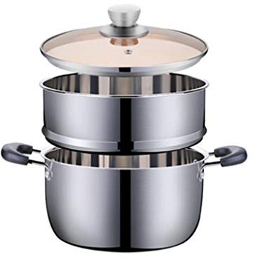 REJOON Vaporera pequeña de Acero Inoxidable, Cocina Antiadherente for el hogar, Cocina de inducción a Gas, Olla for estofado Binaural, Olla for Sopa, vaporera