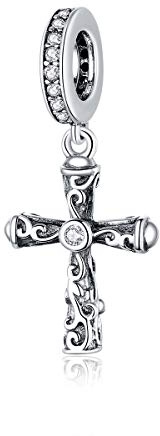 Sterling Silber Vintage Kreuz Charm Anhänger für Pandora Armband und Halskette
