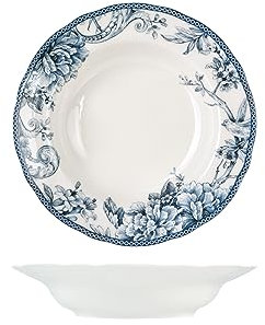 H&H Kensington Set 6 Piatti Fondi, in Porcellana, Blu e Bianco, 22.5cm, Stile Inglese