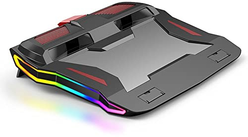 Laptop Cooling Pad for 17.3 Inch Gaming Laptop Cooler Pad with Dust Filter Flexible Rubber Ring Colorful Lights Powerful Air Flow Cooling Pad (Color : Rainbow Version) (Rainbow Version)