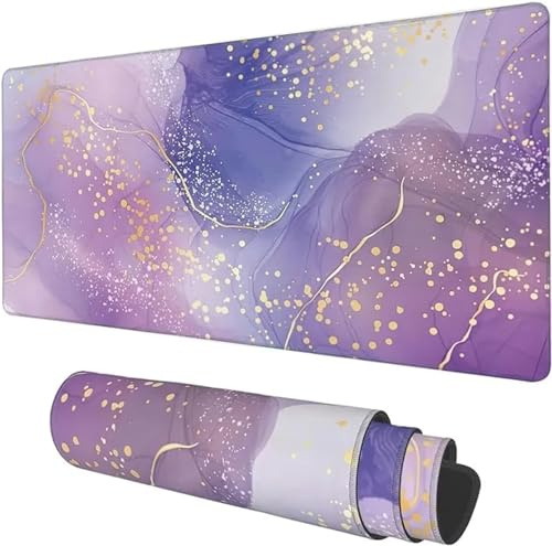 Tapis de Souris XXL Marbre Violet Grand Tapis de Souris Gamer 700x400x2mm Gaming Mousepad avec Base en Caoutchouc Antidérapant Améliore la précision et la Vitesse
