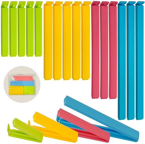 16 Pcs Sturdy Food Bag Clips for Food Storage Bags in 4 Sizes & 4 Colours - Food Clip for Keeping Food Fresh. Bag Clips for Food Storage and Sandwich Bagss. (Pack of 16)