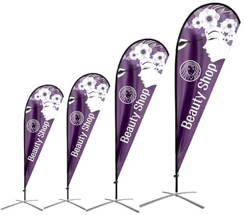 QSUM Bandiera a goccia personalizzata, bandiera pubblicitaria a goccia personalizzata con set di aste, picchetto, targhetta a molla personalizzata, stampa il tuo logo/immagine/testo per esterni e