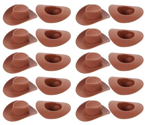 HEMOTON 40 Stück Mini Cowboyhüte Aus Kunststoff Für Puppen DIY Bastelprojekte Western Party Deko Winzige Hüte Für Miniaturpuppen Zubehör