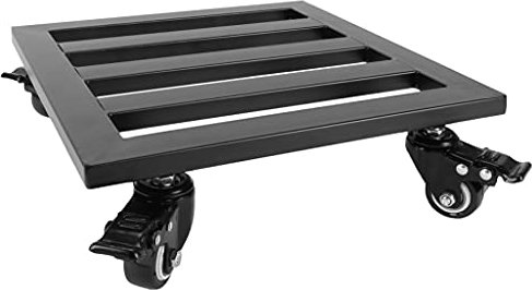 CVNIMV Eisen verdicktes abnehmbares Tablett, bodenstehender Blumenständer, Indoor-Bonsai-Ständer mit Universalrad (Schwarz 30 x 30 x 6,5 cm)