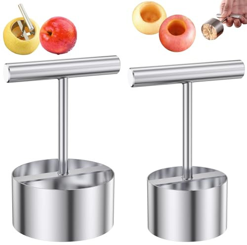 YanBous 2 Pezzi Toglinocciolo per Mele, Divisore di Mele in Acciaio Inox, Separatore di Noccioli per Mele e Pere, Affettatrice Multifunzione per Mele, Strumento per Rimuovere il Torsolo di Frutta
