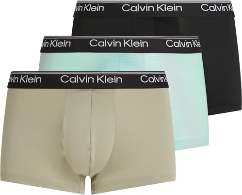 Calvin Klein Pack de 3 Calzoncillos Bóxer para Hombre Low Rise Trunk Algodón Elástico, Multicolor (Blk, Palm Leaf Str_Beau Bl, F Mauve), XL